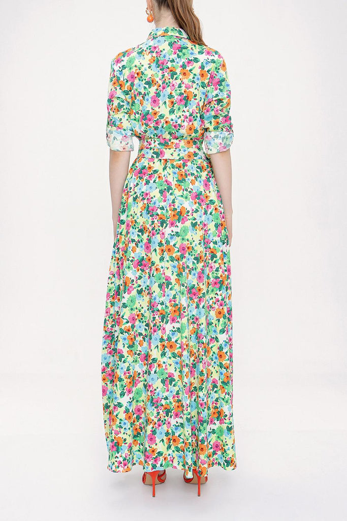 Mixed Colors Pleated long shirt dress 94013