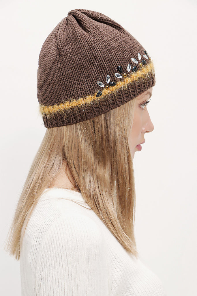 Brown Knit  beret 28582