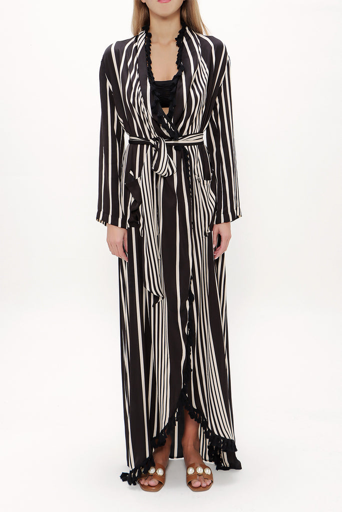 Striped Tassel maxi caftan 92727