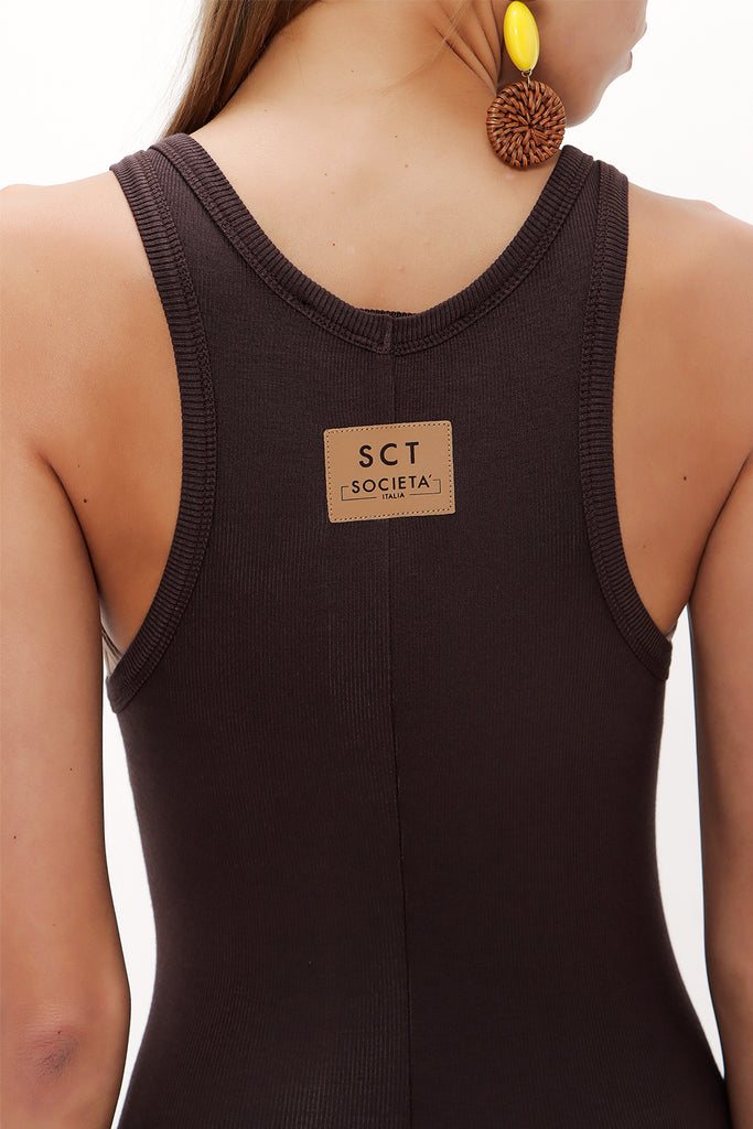 Brown Knitted midi dress 92062