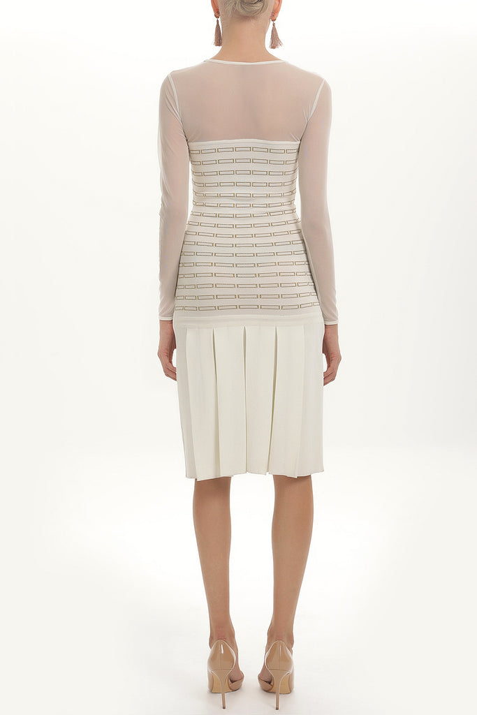 Ecru Pleated knit dress 27828