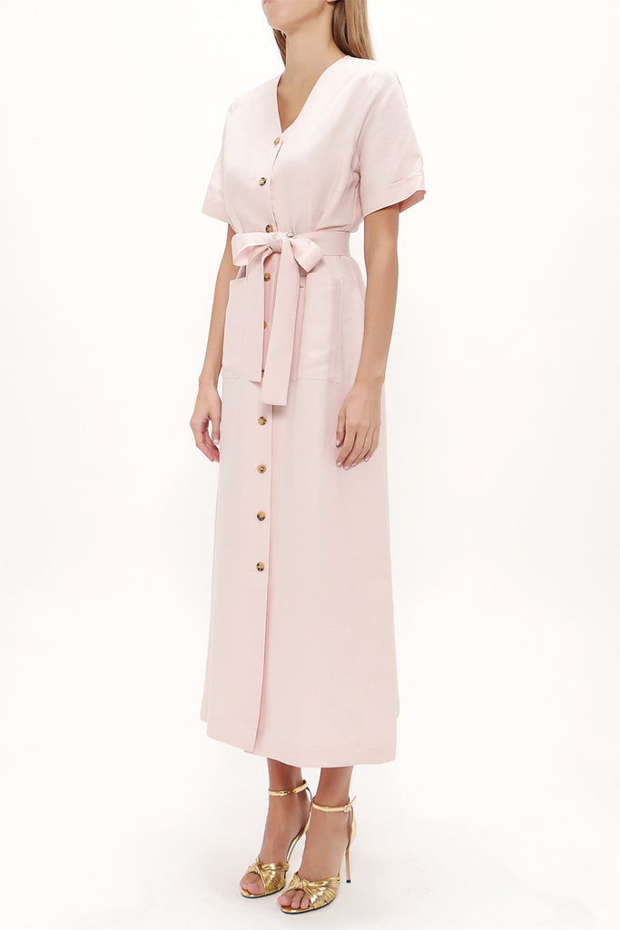 Salmon Short sleeve midi dress 92852