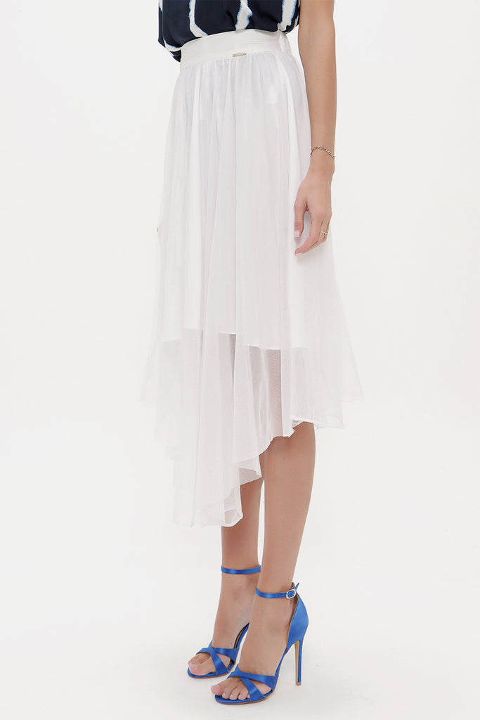 White Elastic waist tulle skirt 81075