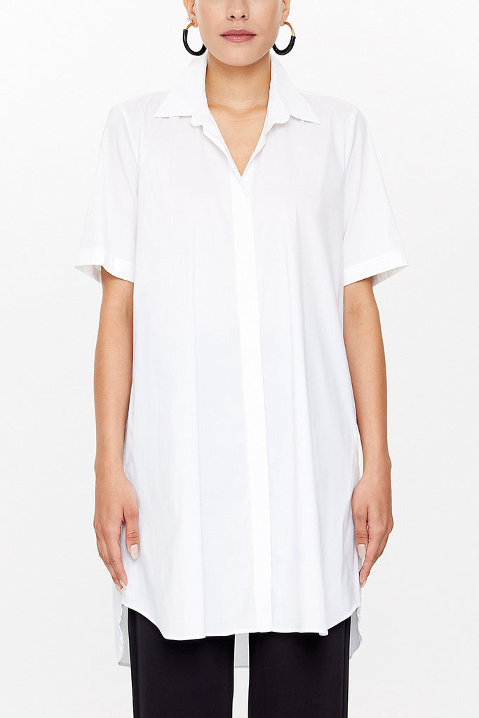 White Short sleeve poplin shirt 10732