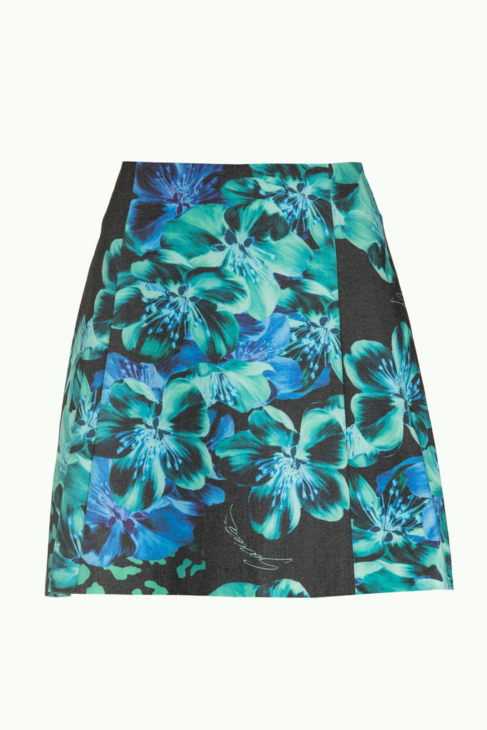 Exotic Flowers Lycra bell  skirt  80776