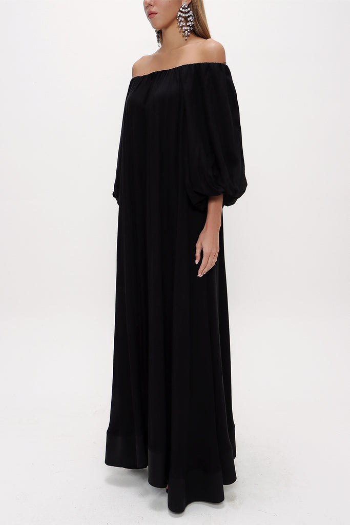 Black Ruffled wide cut dress 93462