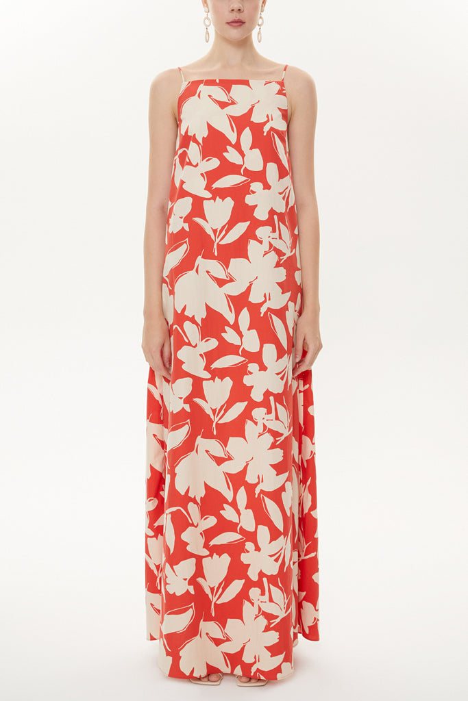 Red Ecru Low-cut back strappy dress 93475