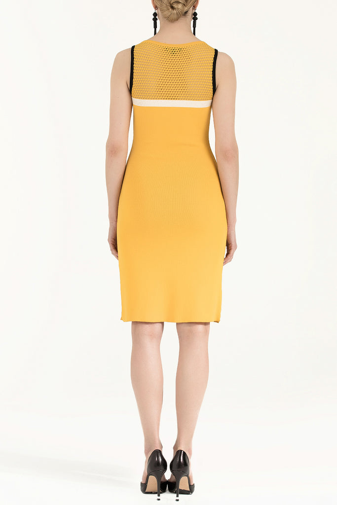 Yellow Net knit  dress  28064