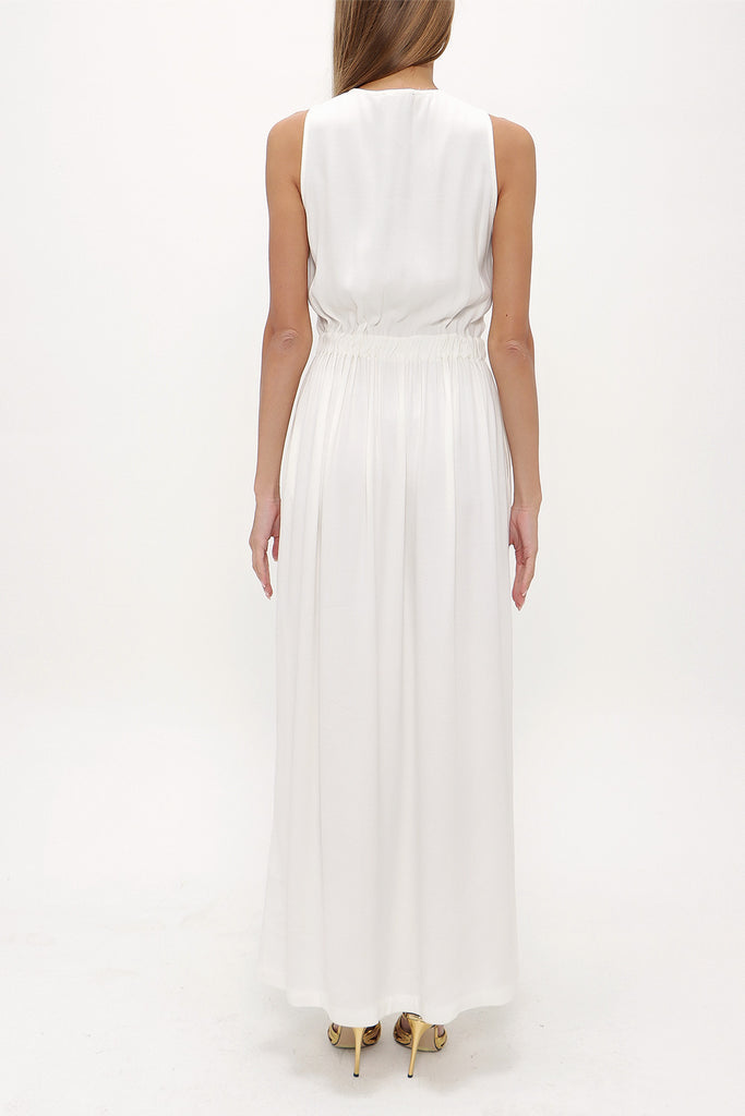 White Wrap-over sleeveless maxi dress 92381