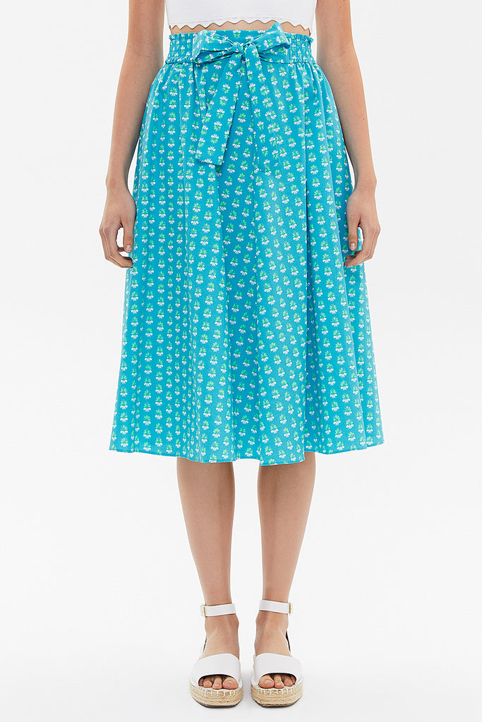 Blue Elastic  Printed skirt  81064