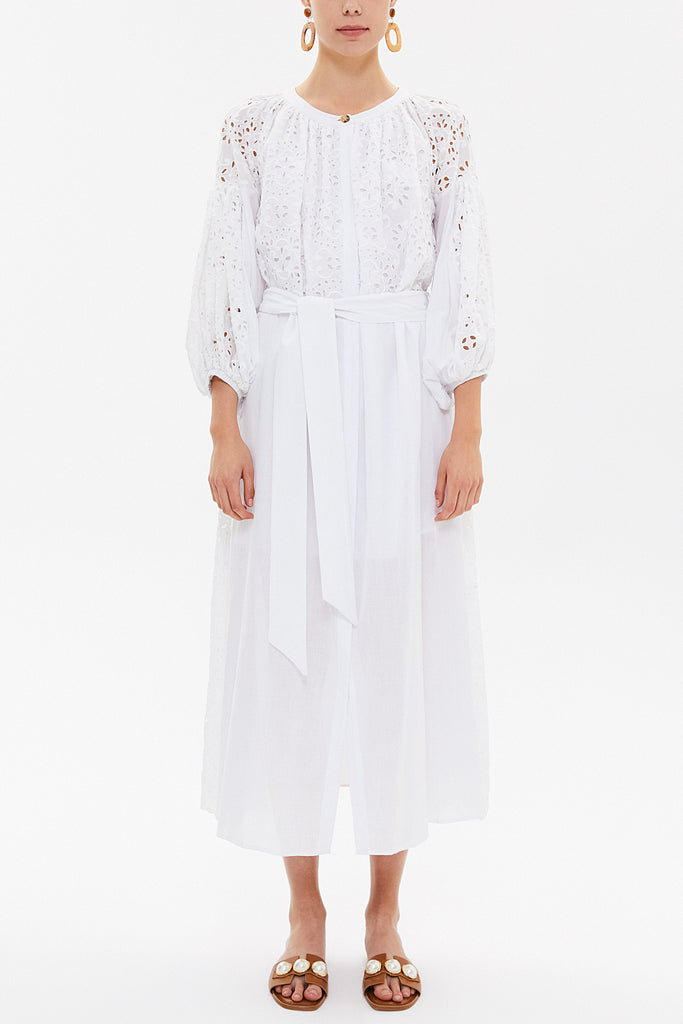 White Brode  balloon sleeve maxi dress 92676