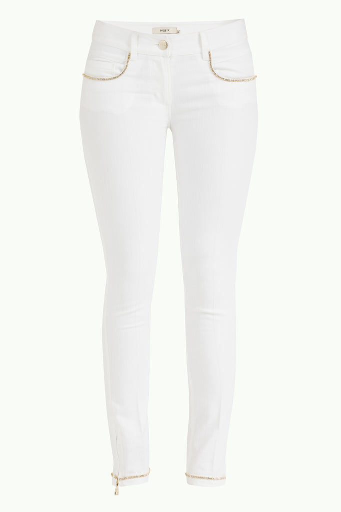 White Crystal embellished Pants 40650