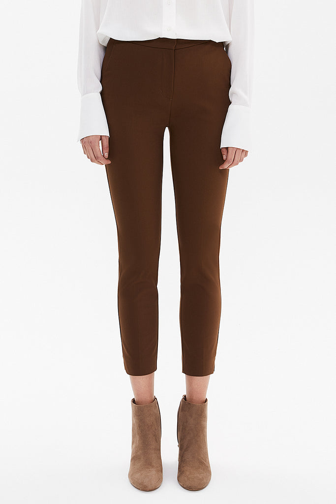 Brown Five pocket trousers with elastic waist 41368