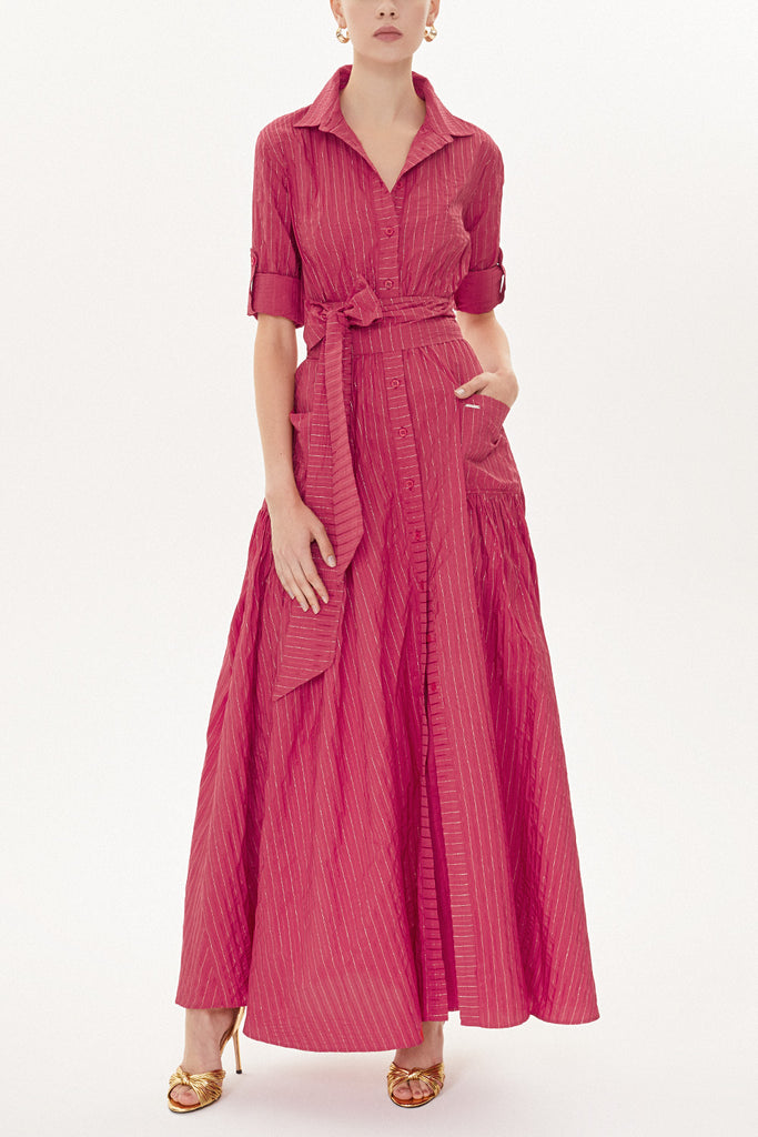 Red Pleated maxi dress  93723