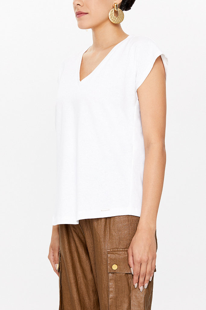 White Short Sleeve Blouse 19783