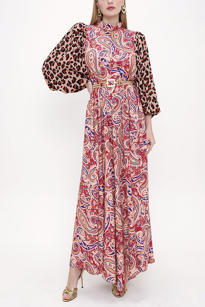 Patterned Ballon sleeve maxi dress 93831