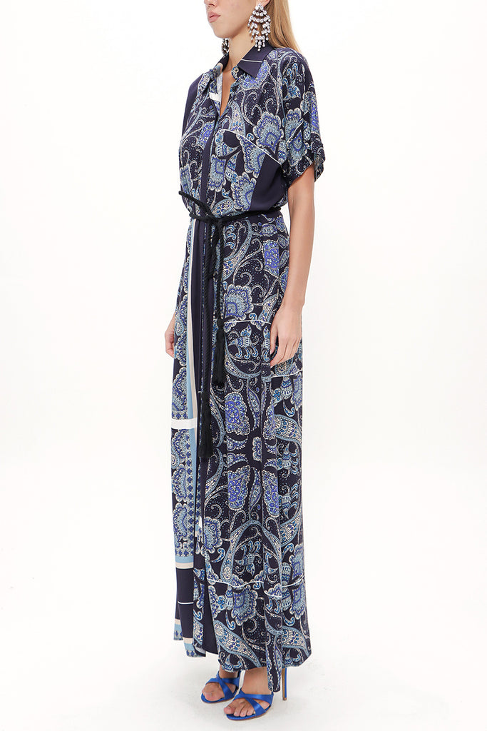 Navy Blue Off shoulder short sleeve maxi dress 92796