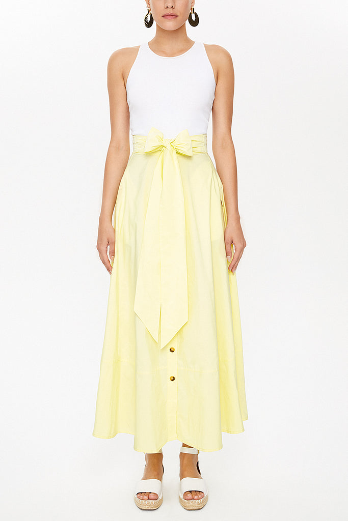 Yellow High waist  button skirt  81056