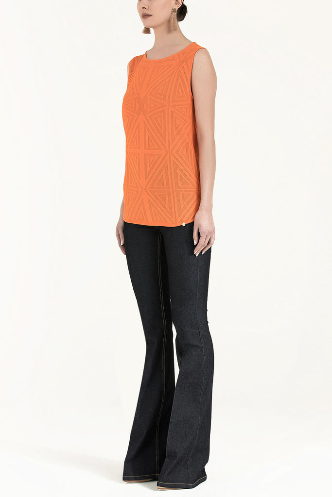 Orange Printed woven  sleeveless blouse  28659