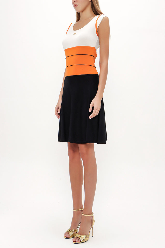 Orange Ruffle skirt knitwear  dress 28035