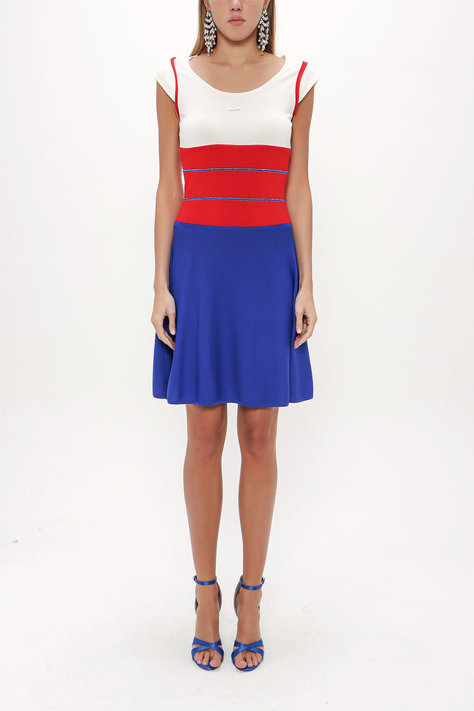 Red Ruffle skirt knitwear  dress 28035