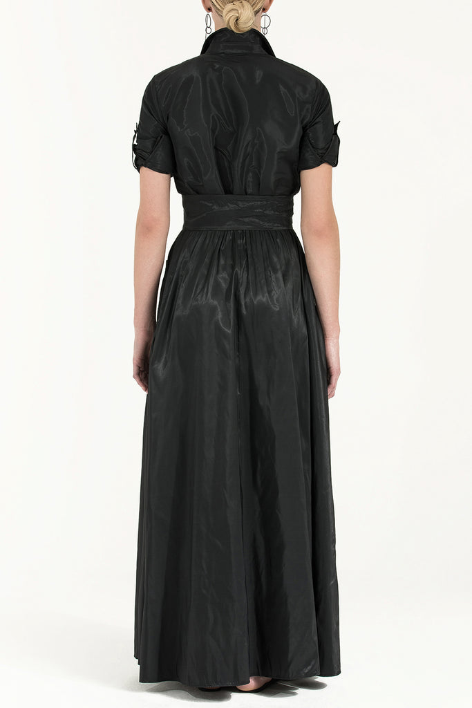 Büzgülü Gömlek Elbise Siyah