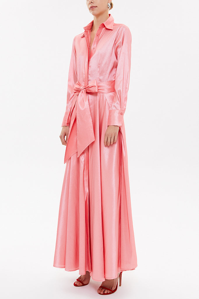 Pink Tie-front maxi dress 92882