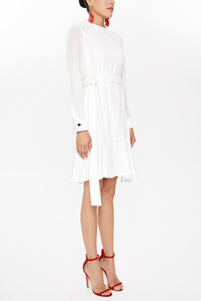 White High collar mini dress 93035