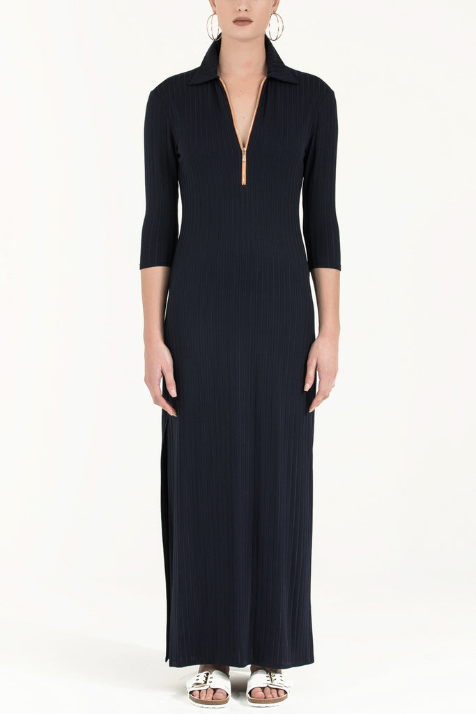 Fermuarlı Örme Uzun Elbise 91997