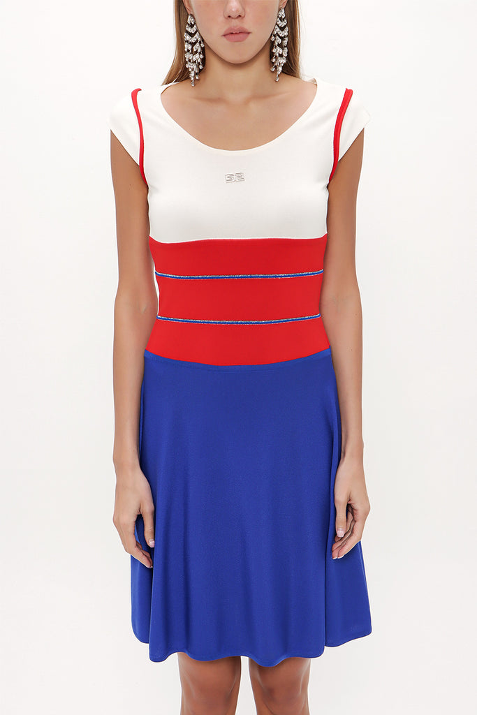 Red Ruffle skirt knitwear  dress 28035