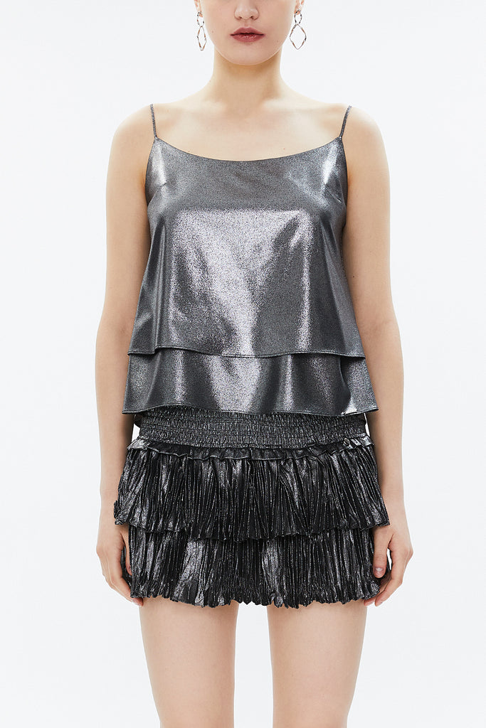 Silver Spaghetti straps godet blouse 19820