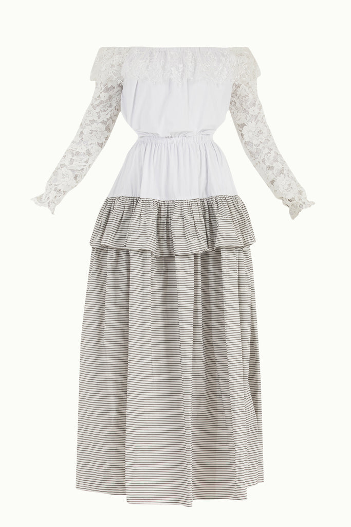 Dantelli Volanlı Uzun Elbise 92249