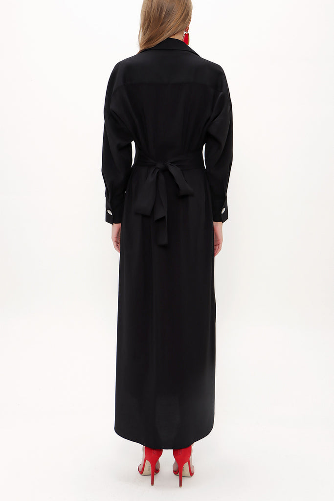 Black Slit detail maxi dress 92873