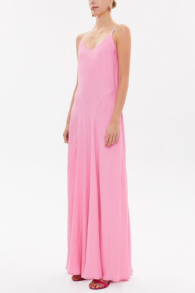 Pink Crystal gems sleeveless maxi dress 92850