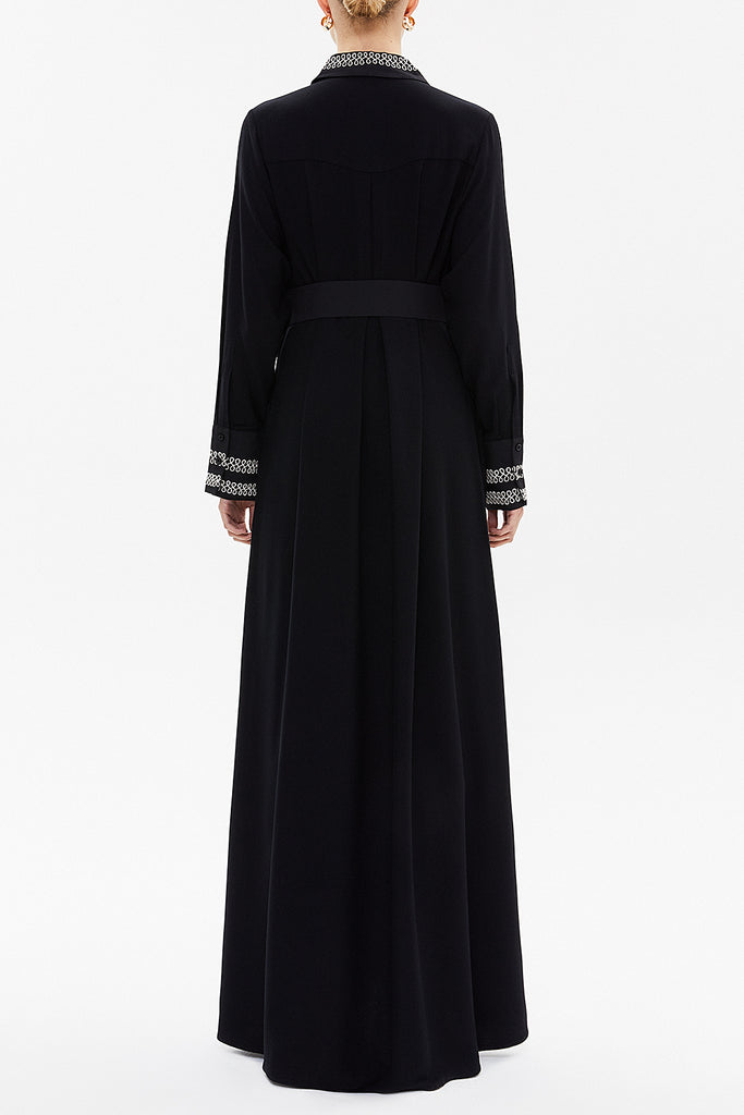 Black White Waistband, pocket maxi dress 92588