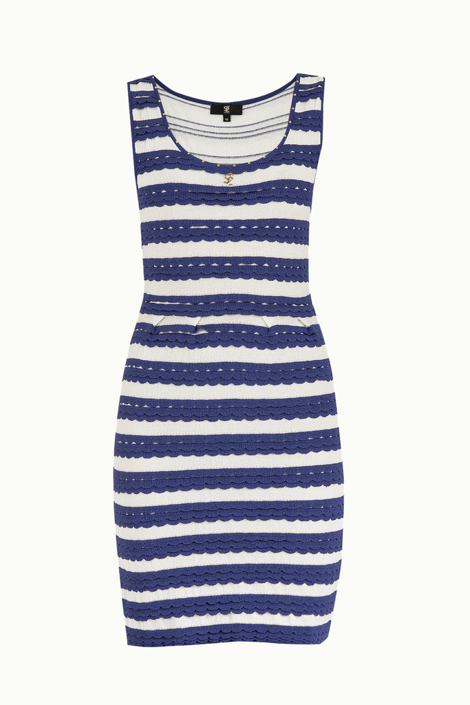 Blue Printed knit gem dress  28061