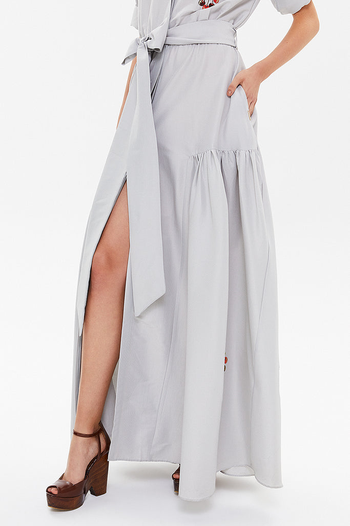 Beige Embroidered maxi  dress 92866