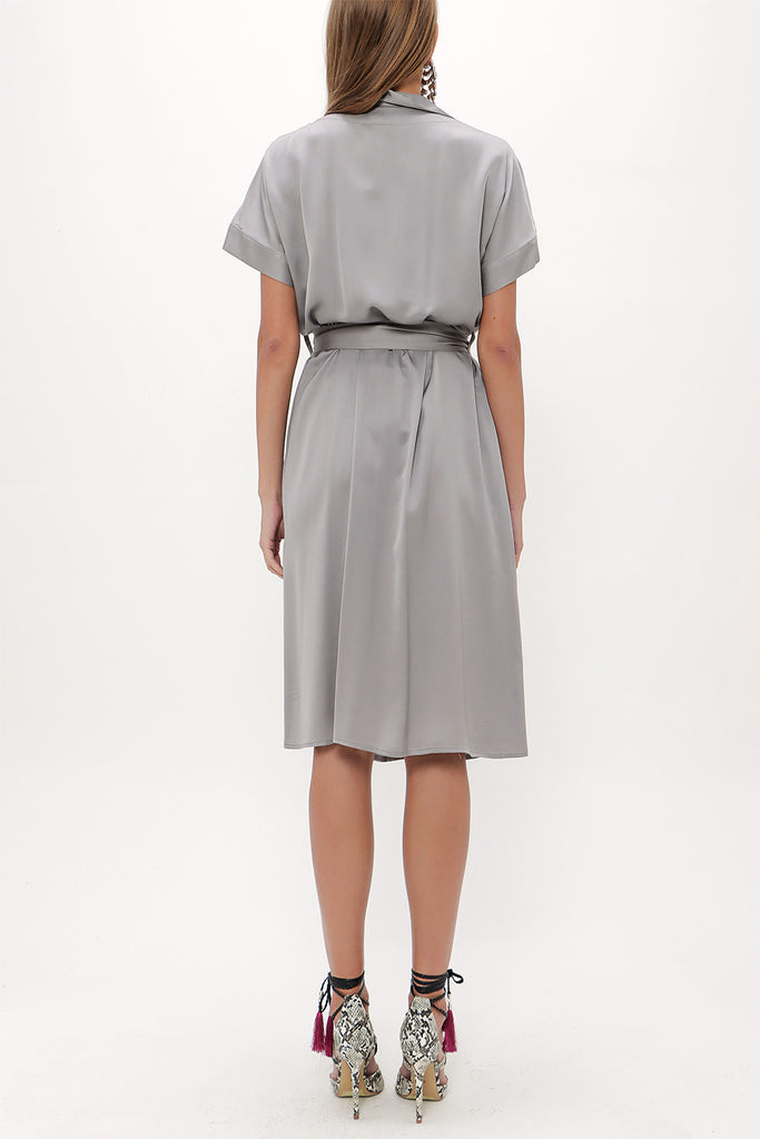 Gray Asymmetric fly midi dress 92764