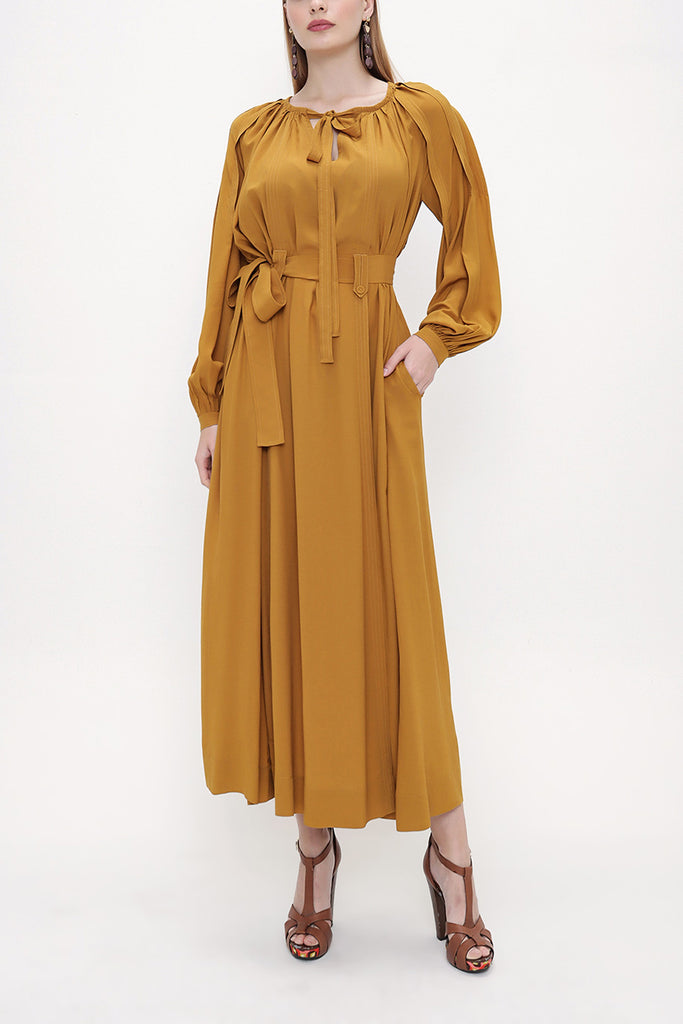 Mustard Seam detail maxi dress 93825