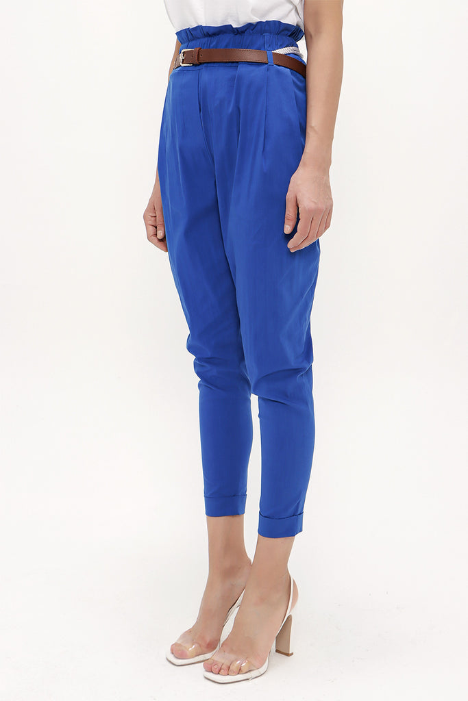 Blue Wide cut cotton pants 40687