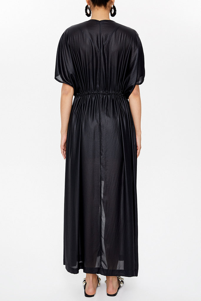 Black Cord detail Pleated long cardigan 92922