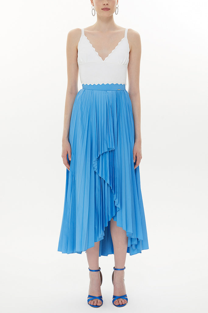 Blue Pleated maxi skirt 81162