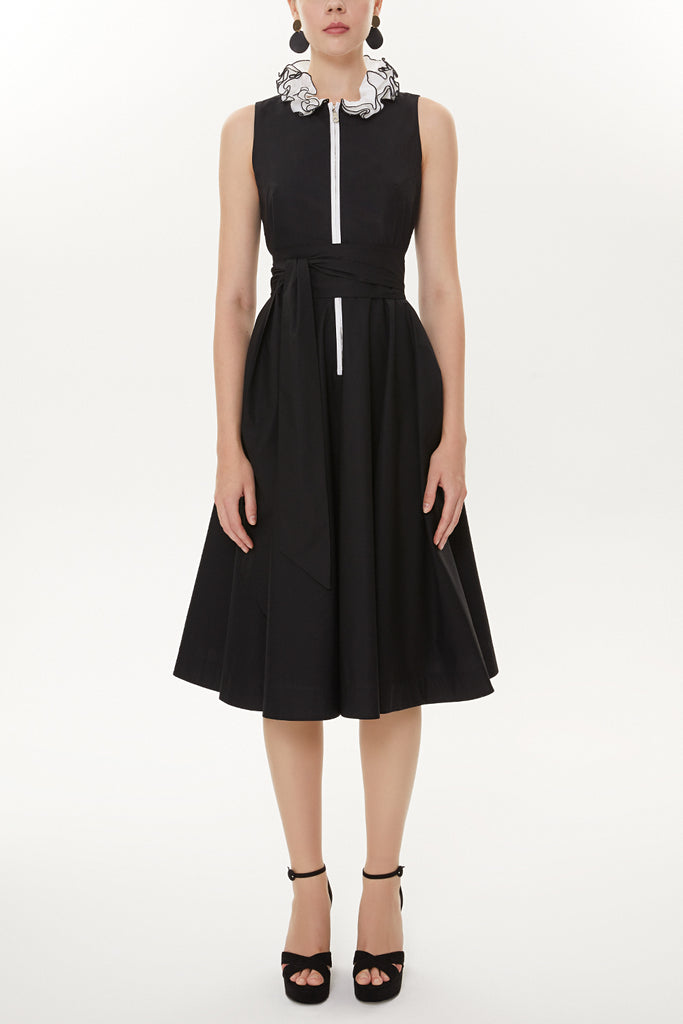 Black Sleeveless ruffled dress 93399