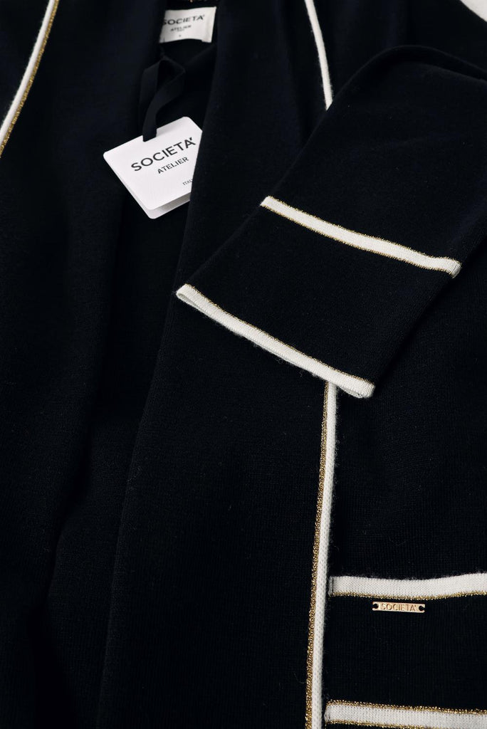 Siyah Yünlü kemer uzun triko hırka 28874