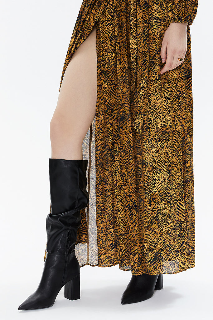 Python Balloon sleeve wrap-over maxi dress 93271