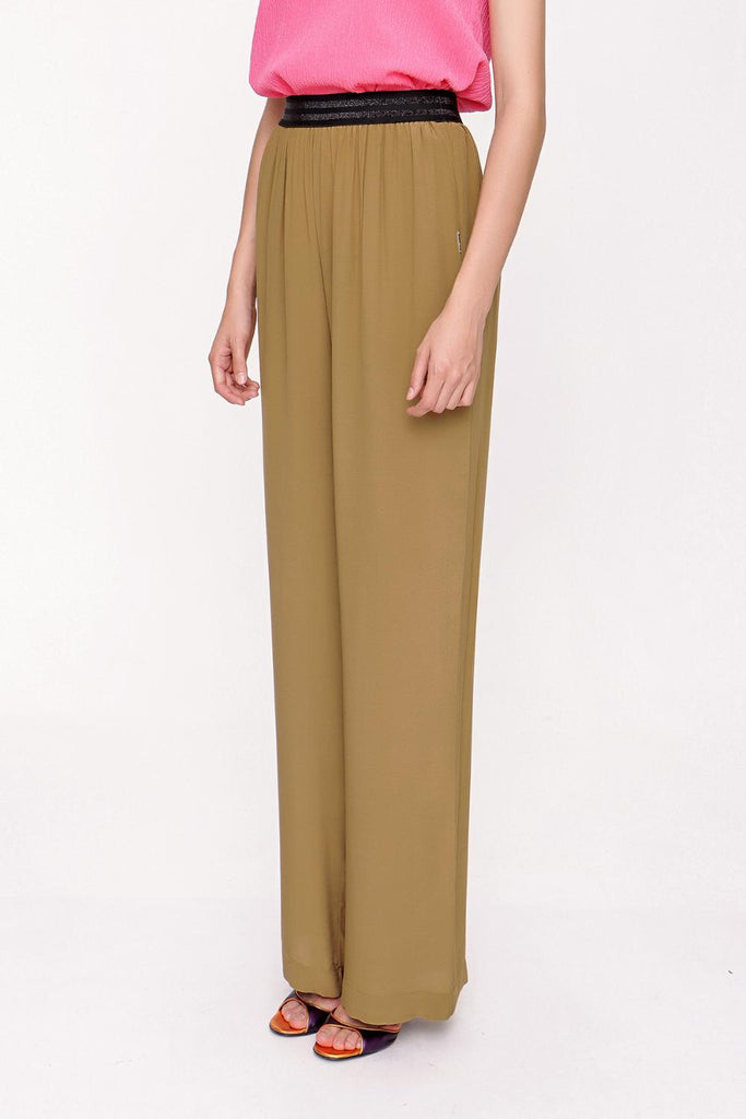 Olive Elactic belted pants 41615