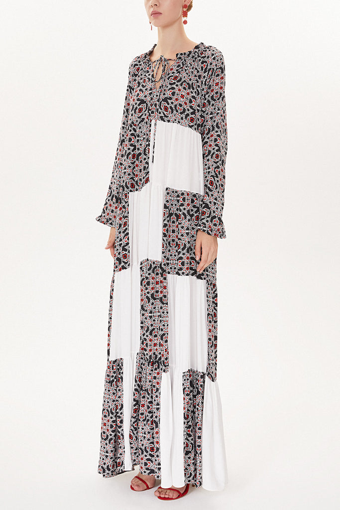 Patterned Pleated wide cut dress 93473