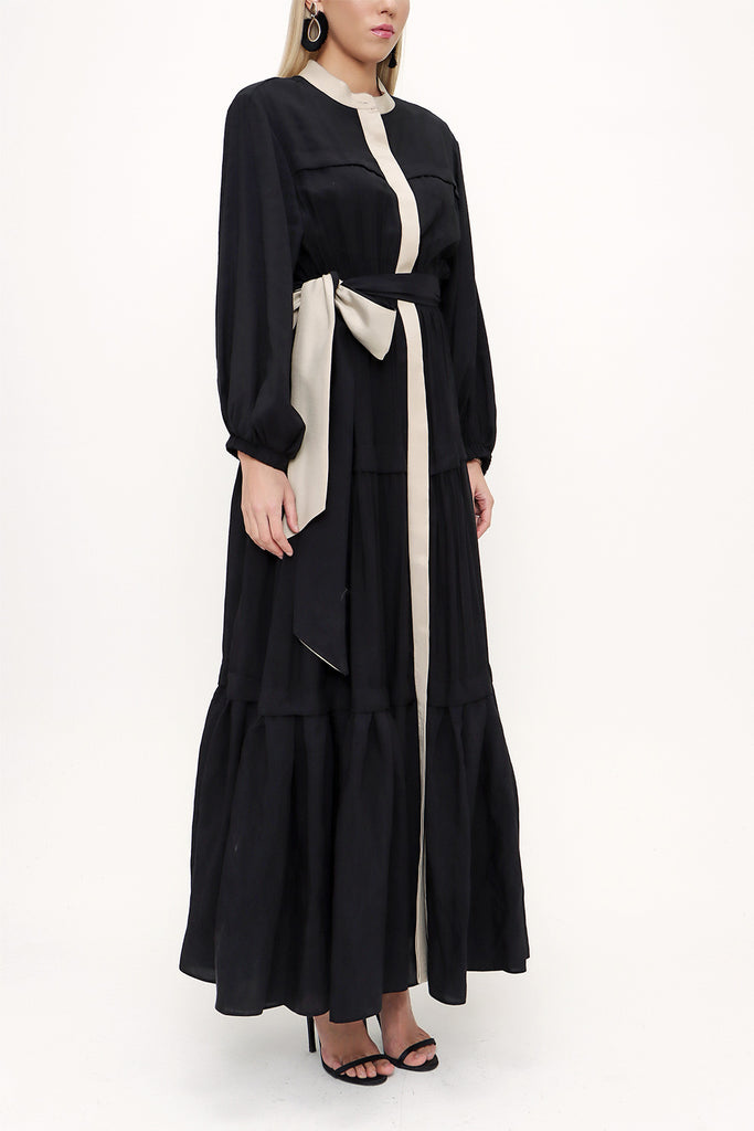 Black Pleated wide cut dress 93467