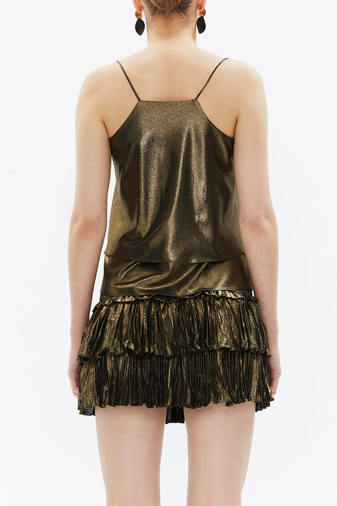 Gold Spaghetti straps godet blouse 19820