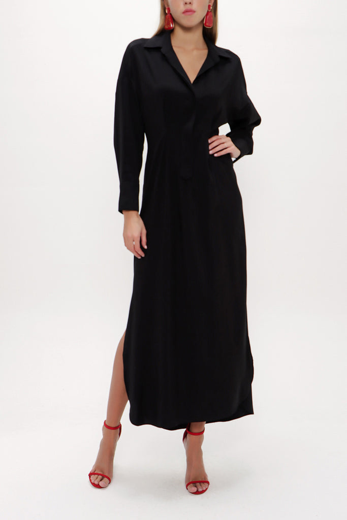 Black Slit detail maxi dress 92873